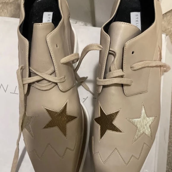 Stella Mccartney Elyse Platform Star Cutout Brogues Tan & Gold Sz 40 - Picture 2 of 4